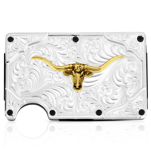 Montana Silversmiths Ironwood with 2T Longhorn Credit Card Case