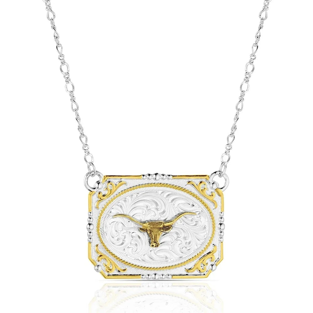 Montana Silversmiths Women's Western Buckle with Longhorn Necklace