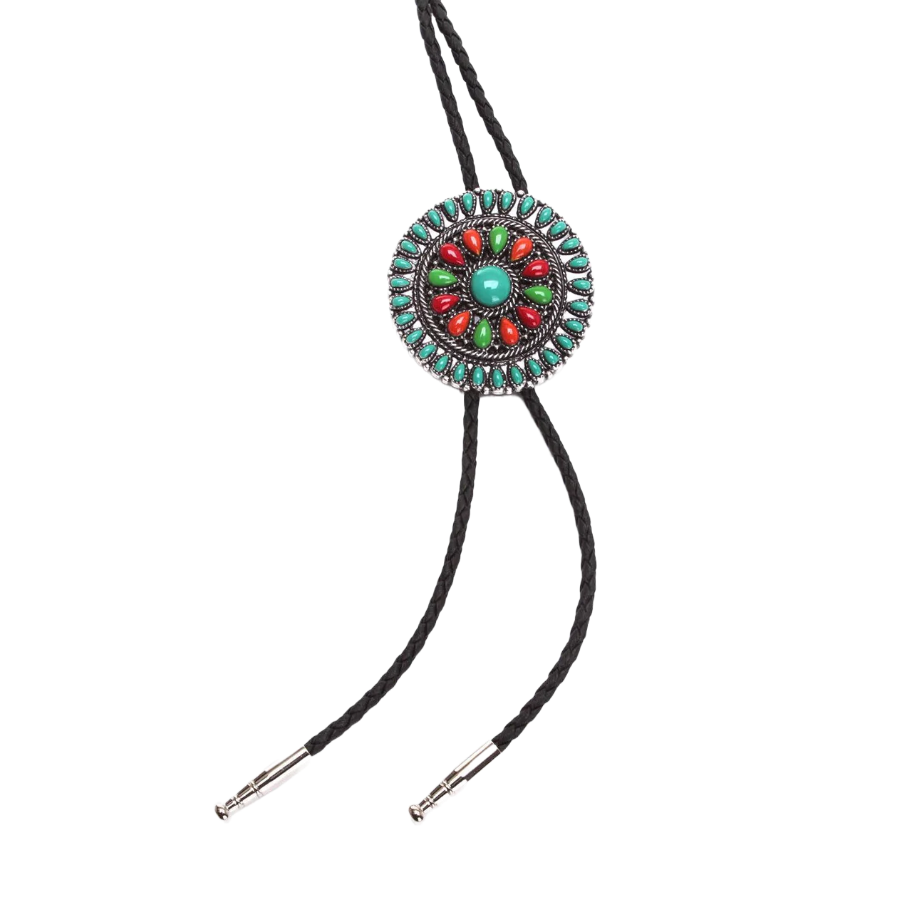 M&F Bolo Round Concho -  Multi Stones