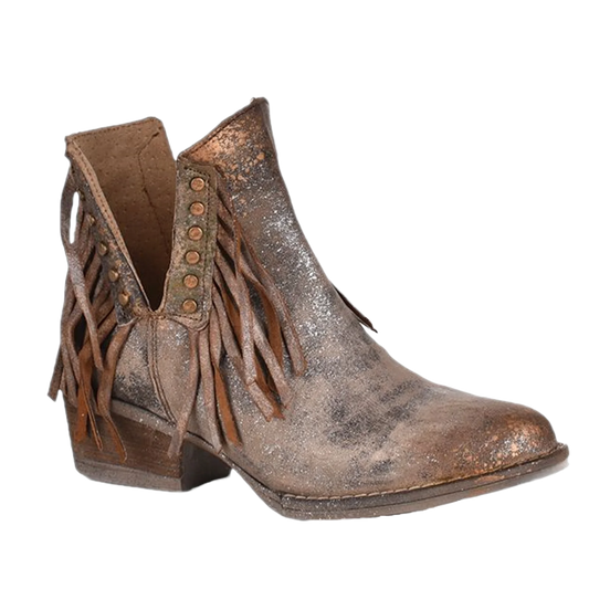Corral Women's Studs & Fringes Round Toe Bootie - Brown