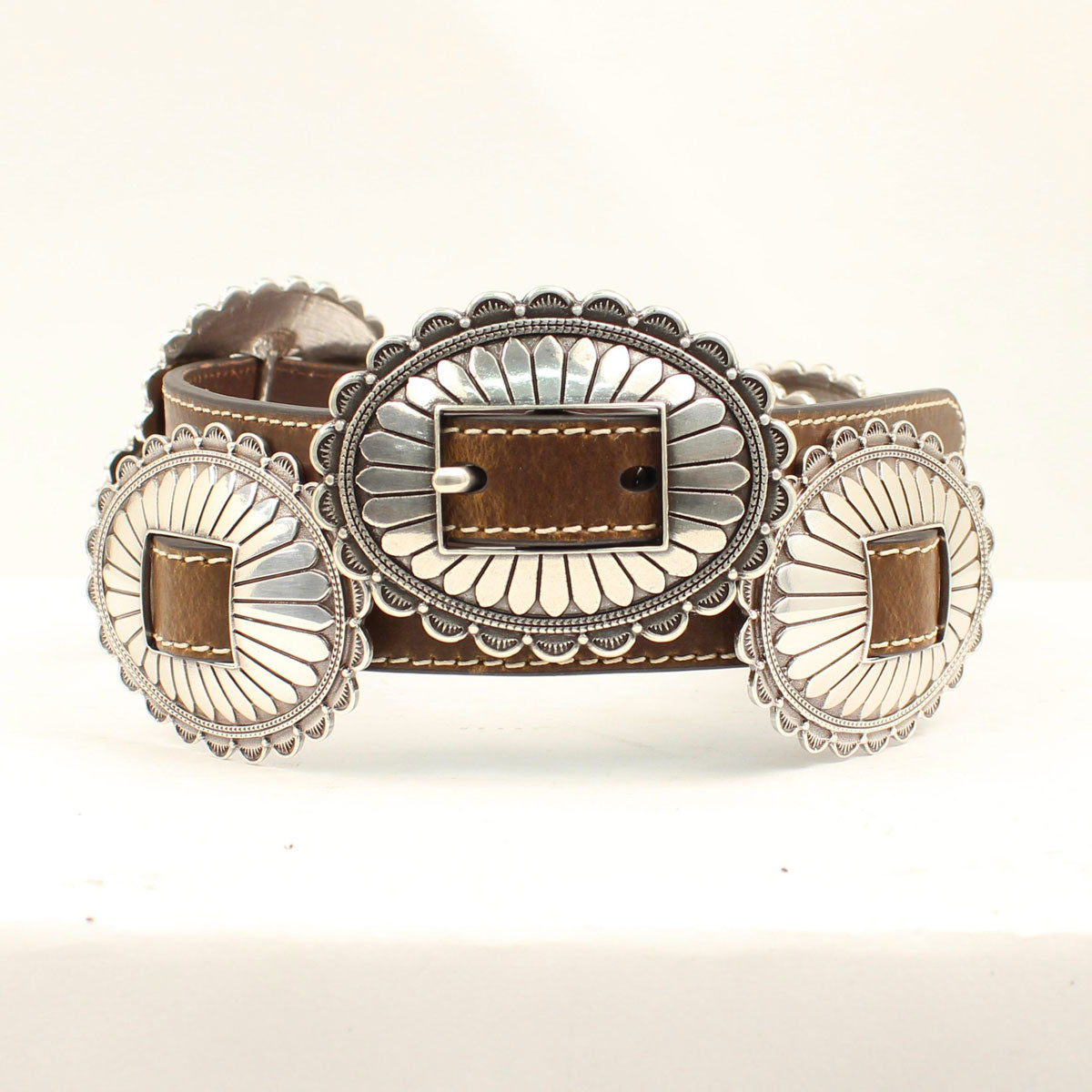 Nocona Women's Long Oval Concho Belt - Brown