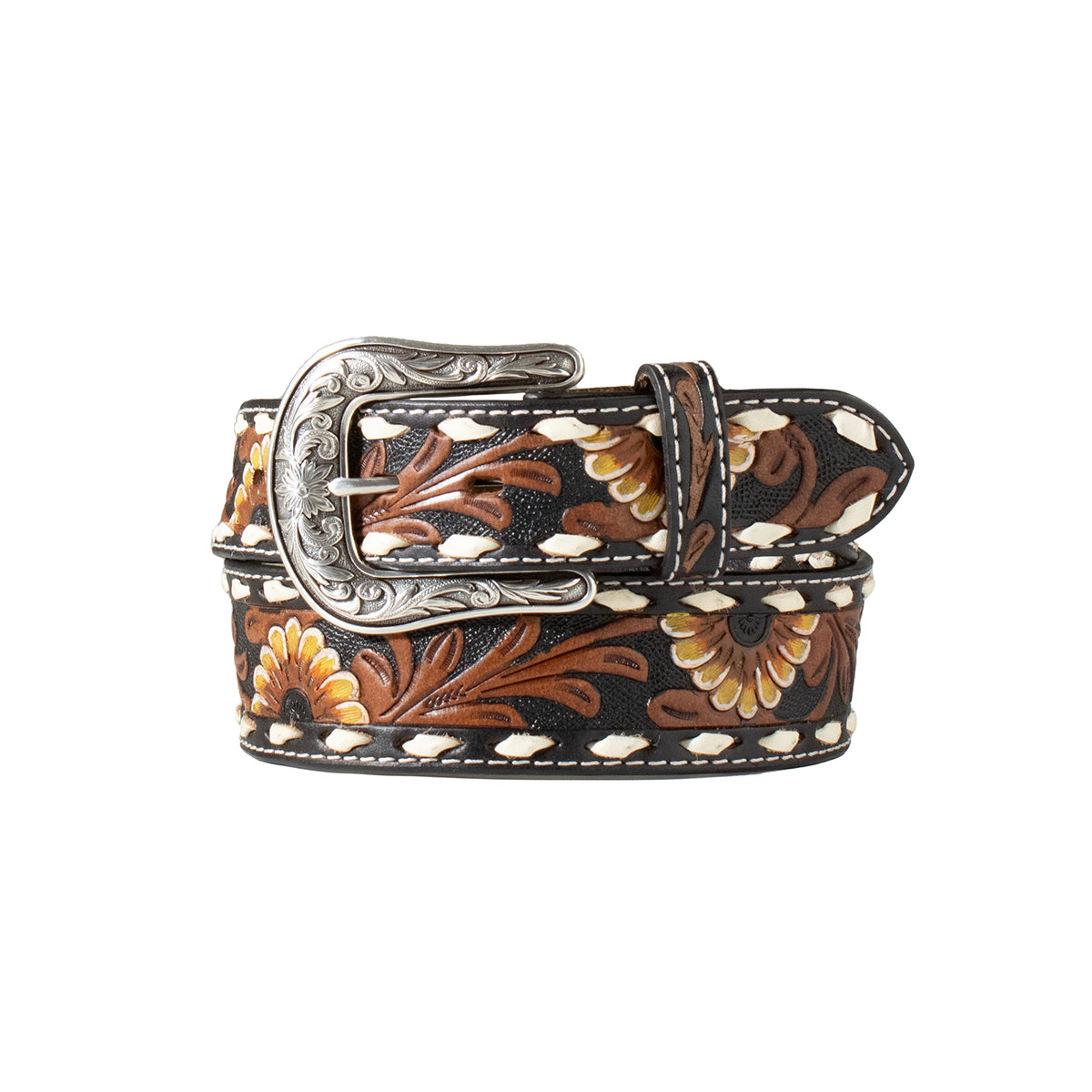 Nocona Ladies Sunflower Buck Lacing Belt - Black