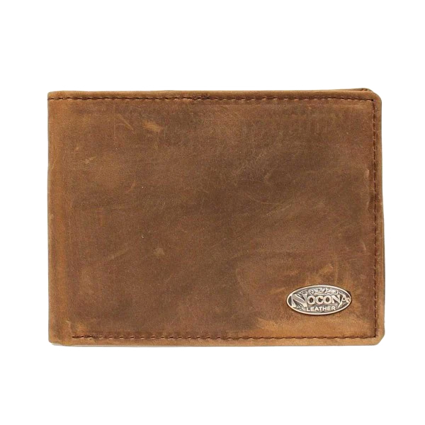 Nocona Mens Bifold Wallet - Medium Brown Distressed