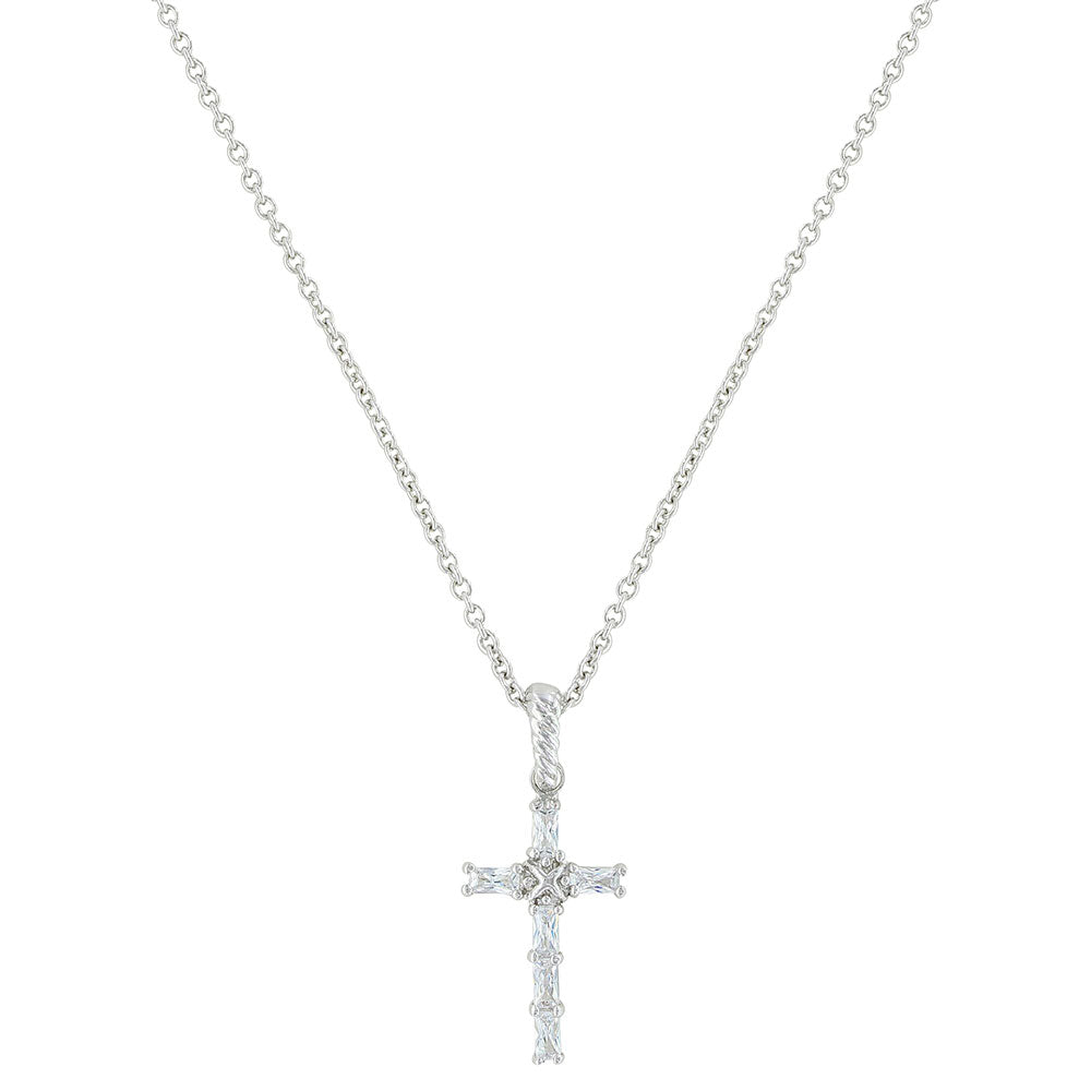 Montana Silversmiths Baguette Acadian Baguette Cubic Zirconia Cross Necklace - Irvine Tack & Western Wear