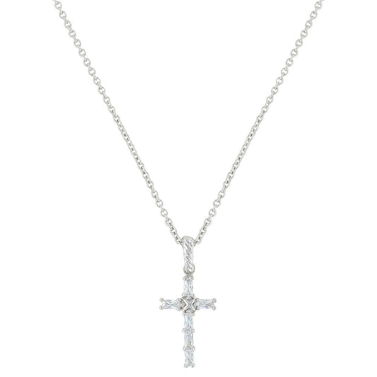 Montana Silversmiths Baguette Acadian Baguette Cubic Zirconia Cross Necklace - Irvine Tack & Western Wear