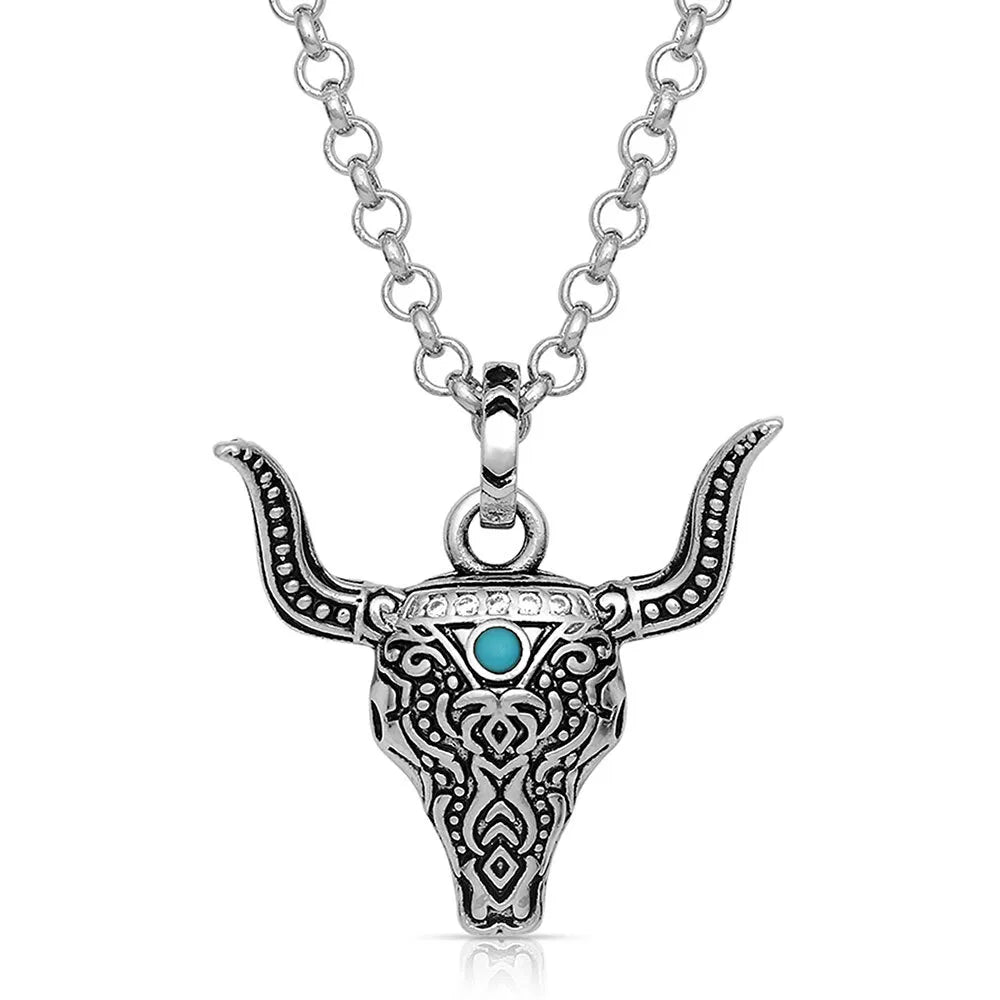 Montana Silversmith Sky touched Steer Head Necklace