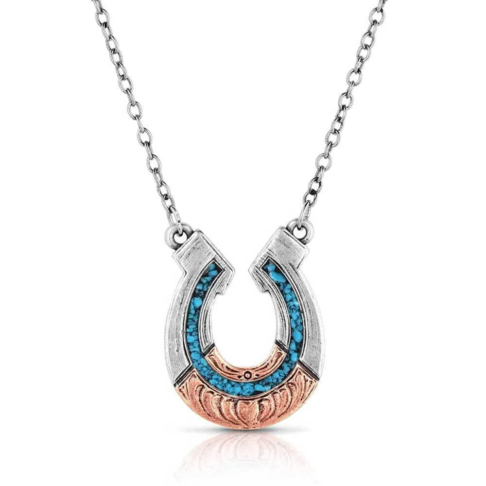 Montana Silversmith Women's Inner Light Turquoise Horseshoe Necklace