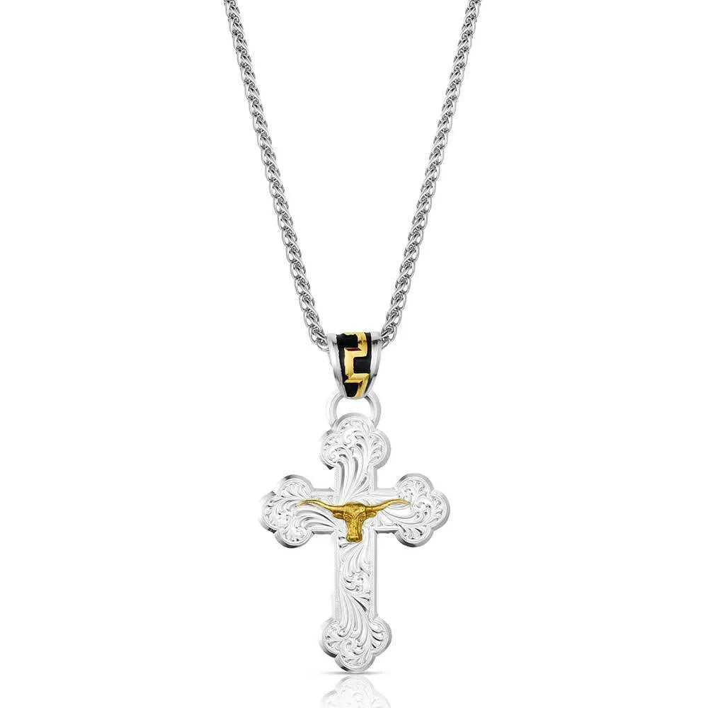 Montana Silversmiths Men's Honor & Grit Cross Necklace