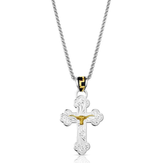 Montana Silversmiths Men's Honor & Grit Cross Necklace