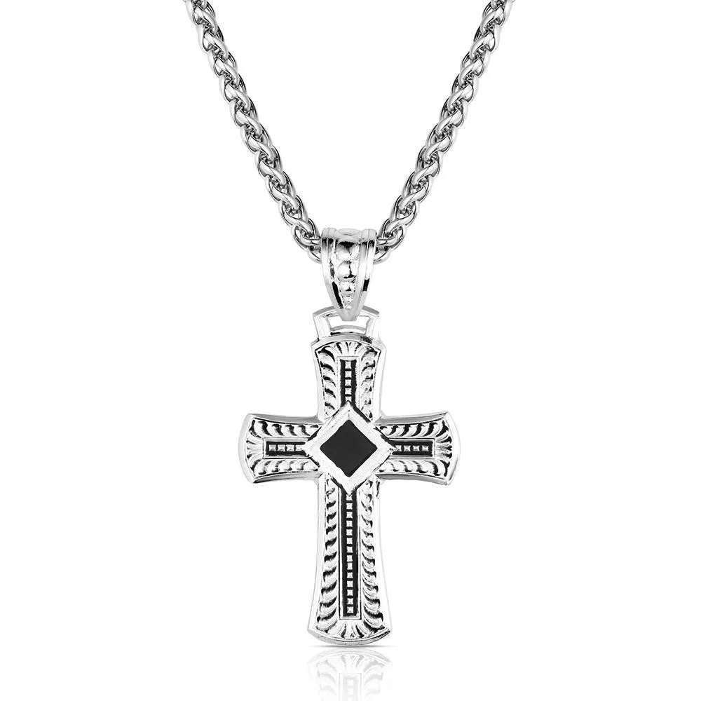 Montana Silversmiths Sundown Ridge/Silver Bead Centre Cross Necklace