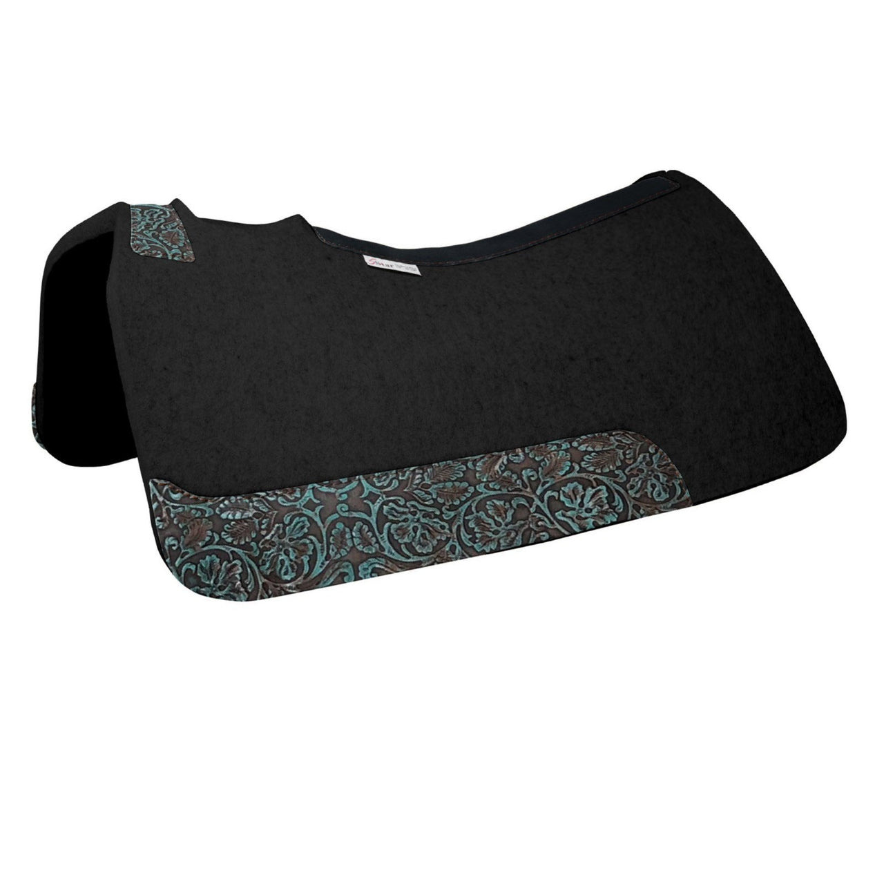 5-Star Equine 7/8" 30"x28" Barrel Saddle Pad-Turq/Brown Cowboy