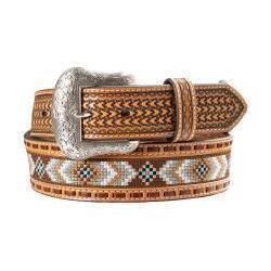Nocona Men's Diamond Embroidered Belt - Natural