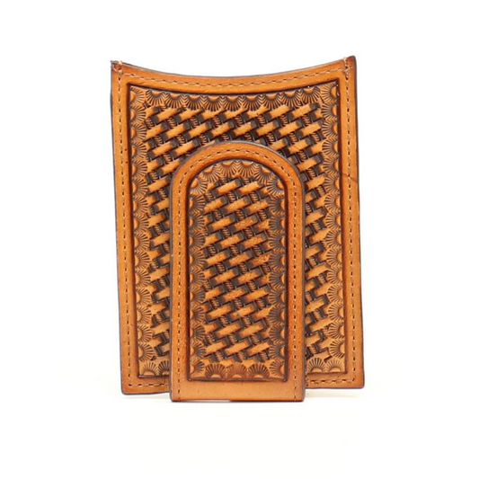 Nocona Men's Money Clip Wallet - Tan Basketweave
