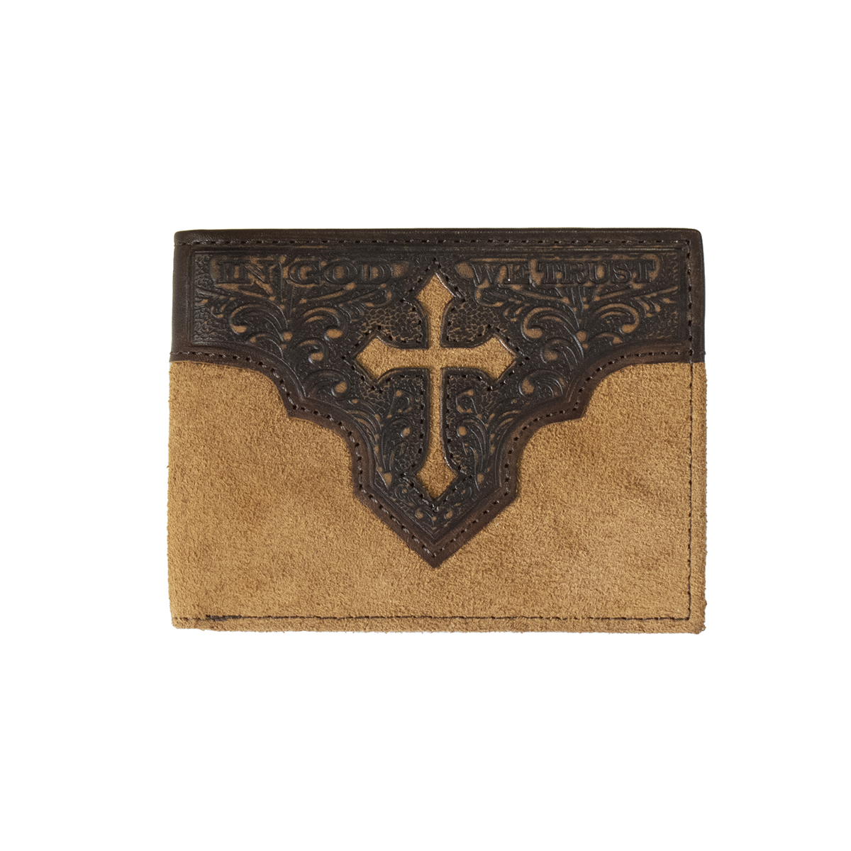 Nocona Bifold Wallet - Tan Embroidered w/Cross