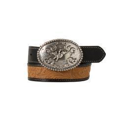 Nocona Boys Floral Body Western Belt - Black/Tan
