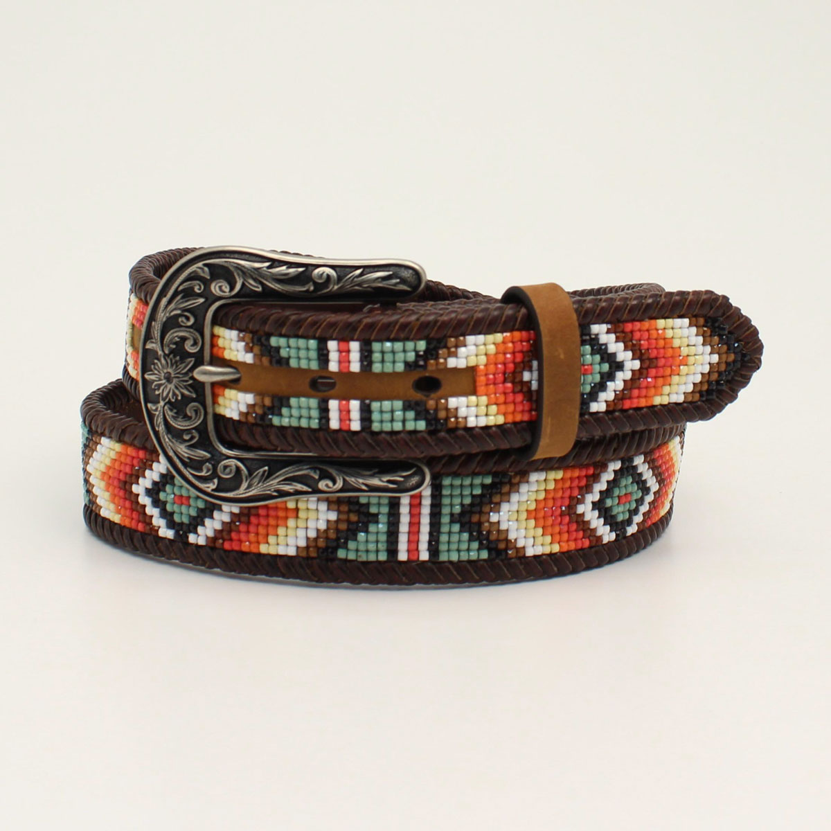 Nocona Ladies Diamond Beading w/Side Laced Belt - Tan