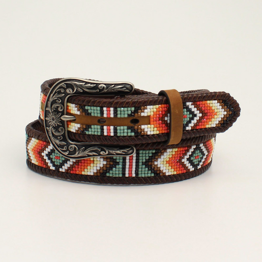 Nocona Ladies Diamond Beading w/Side Laced Belt - Tan