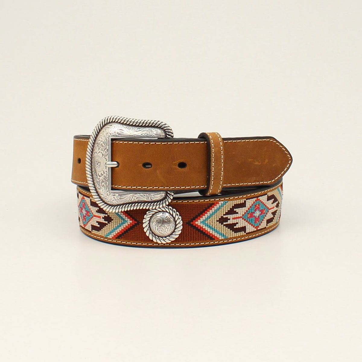 Nocona Women's Embroidered Southwestern Concho Belt - Medium Brown