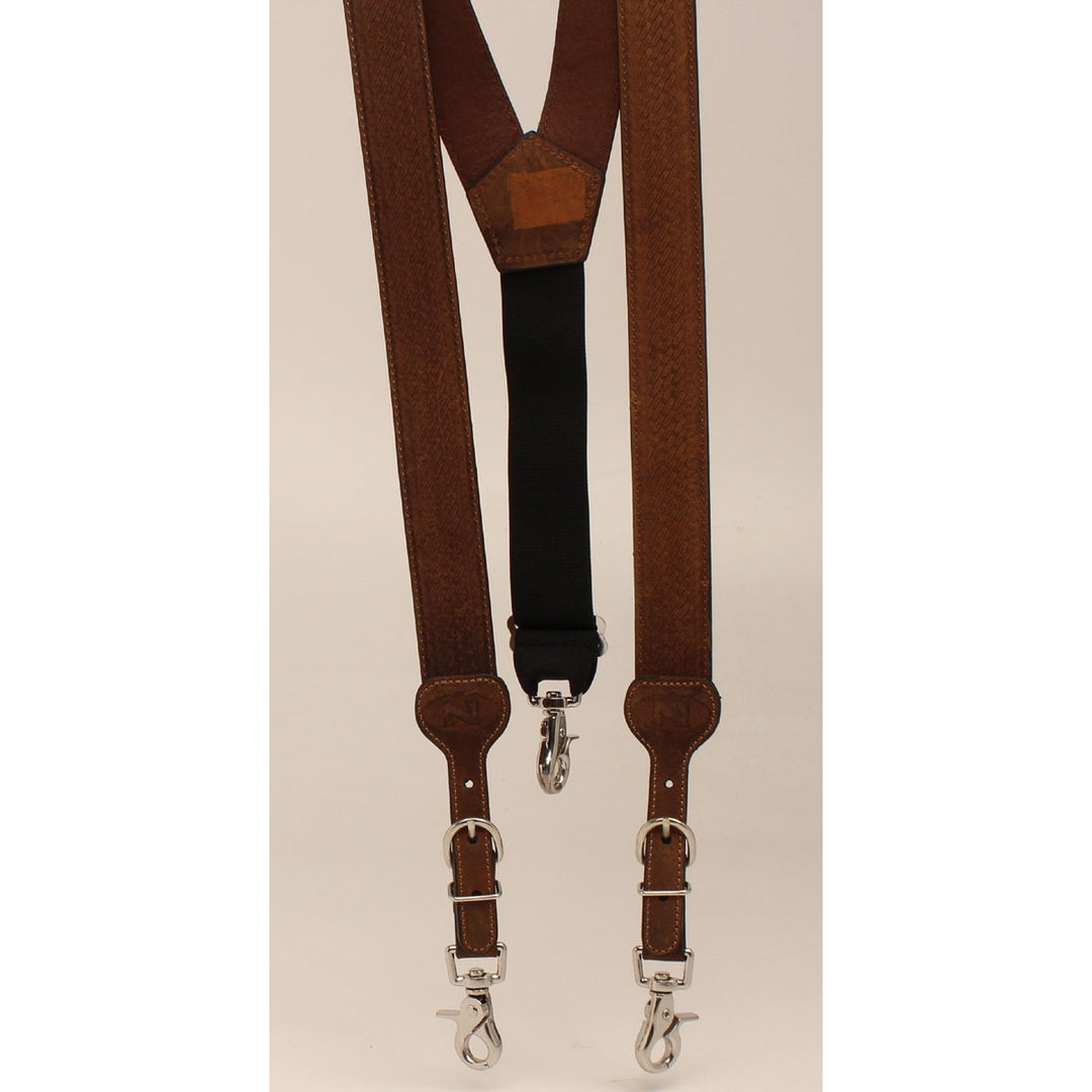 Nocona Leather Gallus Suspenders - Medium Brown Distressed