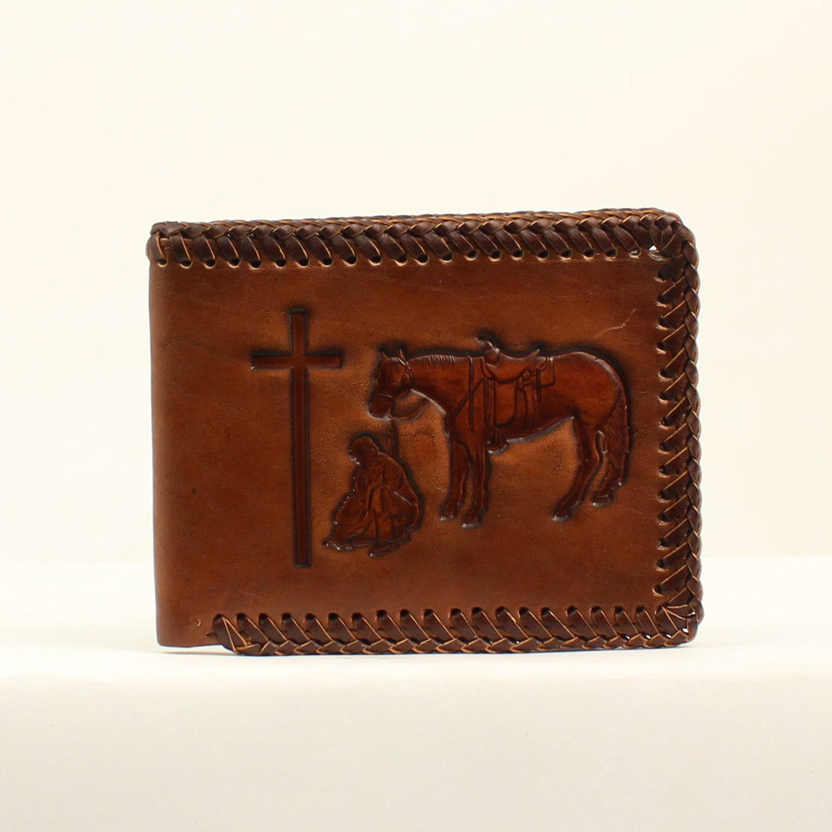 Nocona Cowboy Prayer Bifold Passcase Wallet - Tan