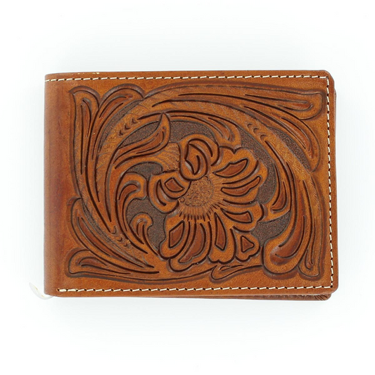 Nocona Mens Bifold Wallet - Tan Tooled