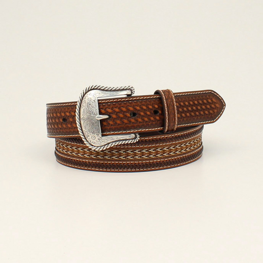 Nocona Men's Braided Inlay Round Concho Belt - Brown