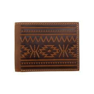 Nocona Men's Bifold Wallet Southwest Embossed- Medium Brown