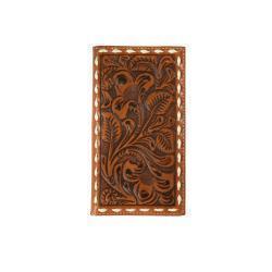 Nocona Men's Rodeo Buck Lace Floral Embossed Wallet - Tan