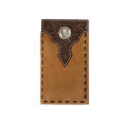 Nocona Men's Rodeo Wallet with Floral Roughout Overlay- Tan