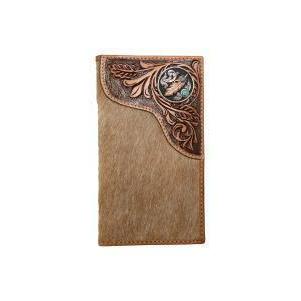 Nocona Men's Rodeo Wallet Tooled Overlay Feather with Concho - Tan