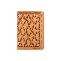 Nocona Men's Trifold Wallet with Large Basketweave- Natural