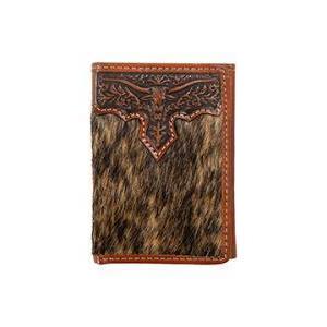 Nocona Men's Trifold Longhorn Overlay Wallet - Brown