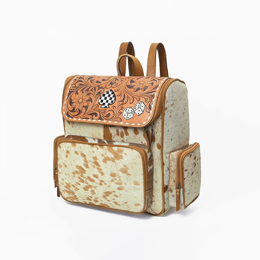 American Darling Women's Hand Tooled Hair On Western Leather Backpack Bag