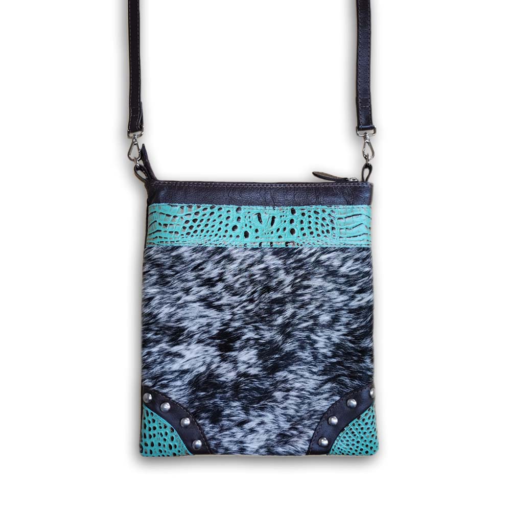 D2W Trading Crossbody Bag- Croc Turquoise