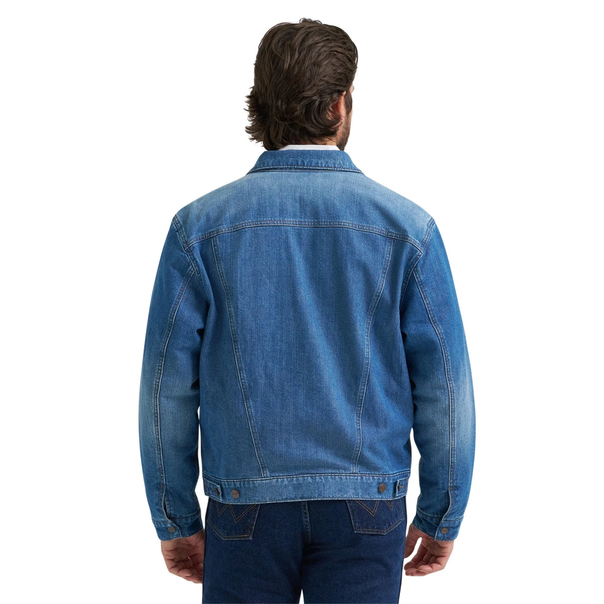 Wrangler Men's Cowboy Cut Flannel Lined Denim Jacket- Blue Indigo