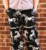 Lucky & Blessed Women's Horse Printed Elastic Waist Wide Leg Pants - Black