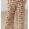 Lucky & Blessed Women's Running Horse Collage Printed High Rise Pants - Beige