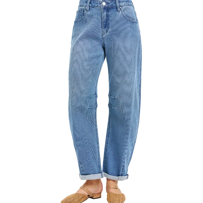 Risen Women's Slouchy Crop Barrel Textured Jeans - Medium - Irvine Tack & Western Wear