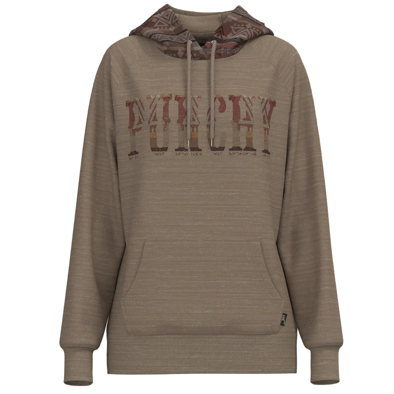 Hooey Women's Punchy Logo Hoodie - Tan w/Multi