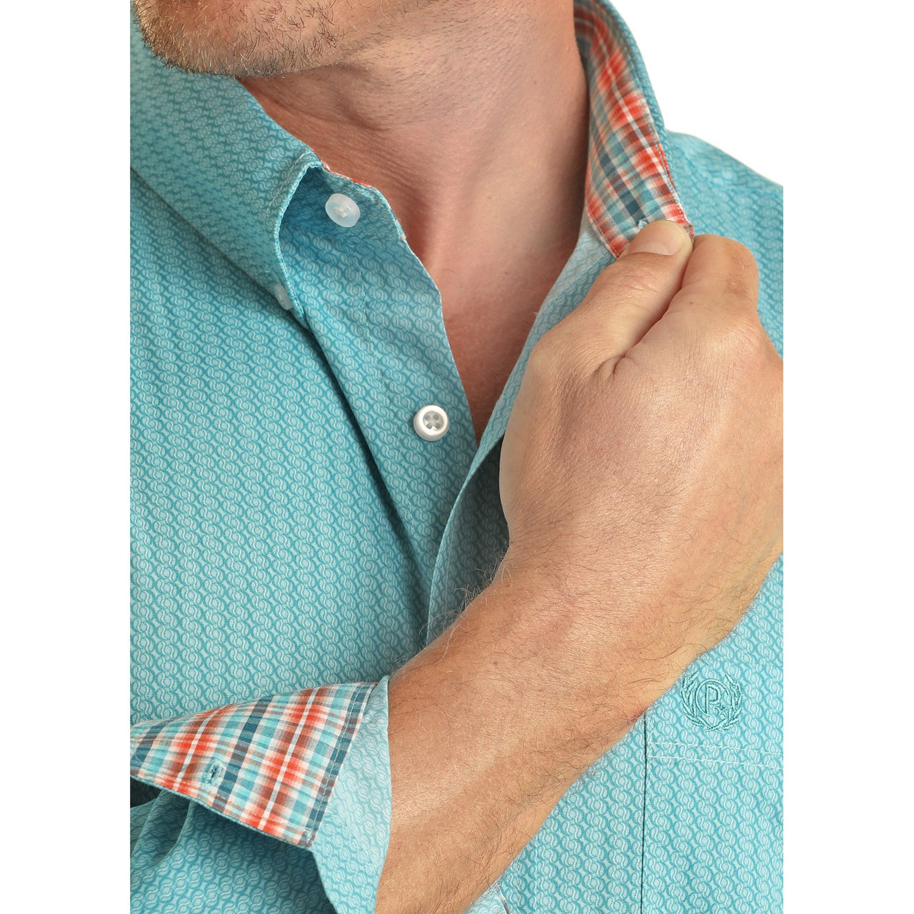 Panhandle Men's Long Sleeve 1 Pocket Button Down Shirt - Turquoise