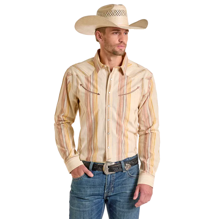 Panhandle Men's Long Sleeve Snap Shirt- Taupe