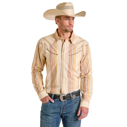 Panhandle Men's Long Sleeve Snap Shirt- Taupe