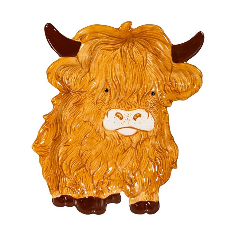 Evergreen Holly Homestead Highland Cow Ceramic Plate
