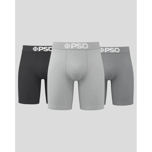 PSD Underwear Men's Solids 3 Pack Boxer Briefs - Grey Days