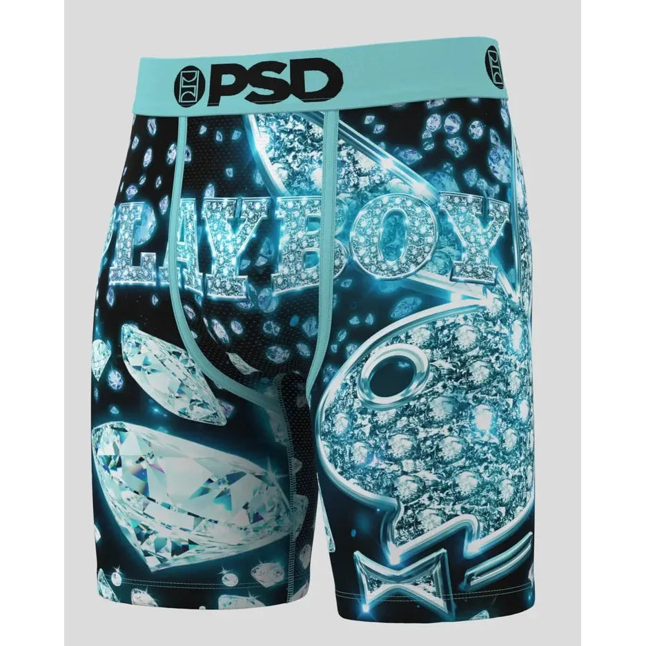 PSD Underwear Men's Playboy VVS Boxer Brief -  Black/Teal