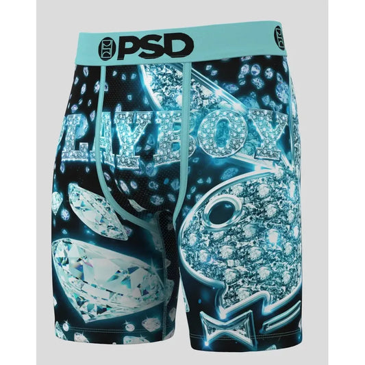 PSD Underwear Men's Playboy VVS Boxer Brief -  Black/Teal