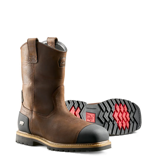 Kodiak Men's Lundbreck Shield Wellington Waterproof Composite Toe Work Boot- Dark Brown