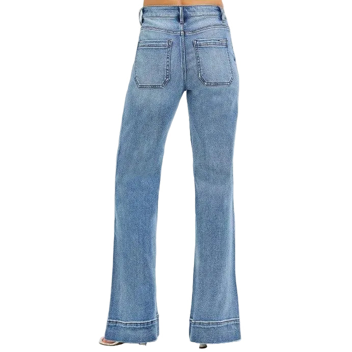 Risen Women's Tummy Control High Rise Wide Flare Jeans - Medium
