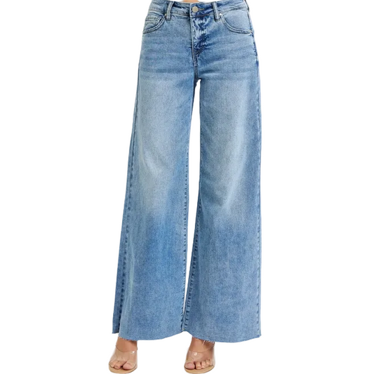Risen Women's Tummy Control High Rise Ankle Palazzo Jeans - Light - Irvine Tack & Western Wear