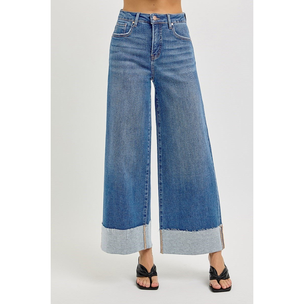 Risen Womens Jeans High Rise Tummy Control Wide Cuff